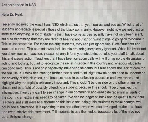 NSD Petition, email by Ally Sutherland (WHS '21)